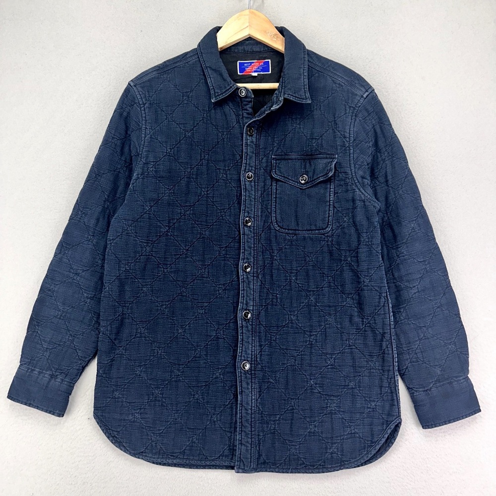 Best Made Co Shirt Jacket Mens Small Dark‎ Blue Quilted Overshirt Retro Chore
